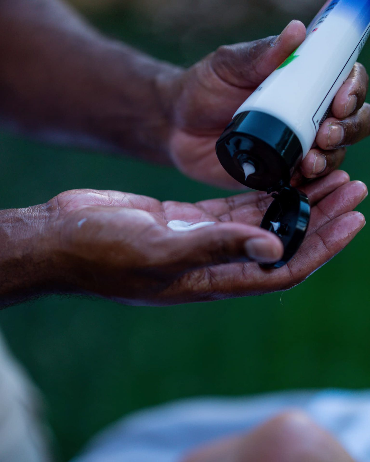 Massage cream in the palm of a hand